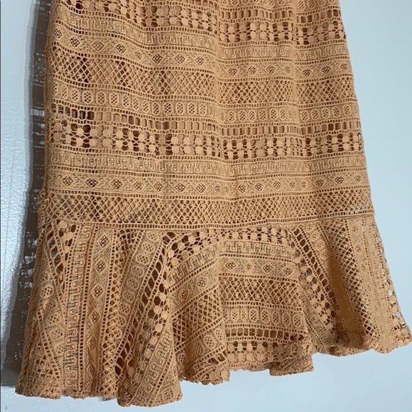 Anthro Solitaire Peach Lace Victorian modern Crocheted boho skirt ruffle hem new - Picture 8 of 10